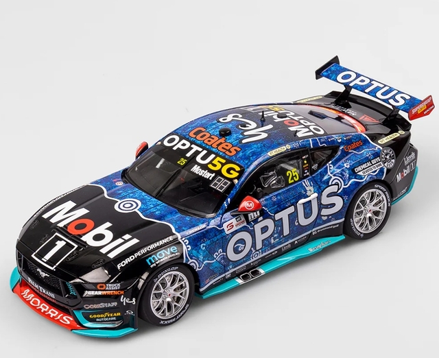 Mobil 1 Optus Racing #25 Ford Mustang GT Chaz Mostert 2024 Townsville 500 Indigenous Livery - Authentic Collectables 1/18