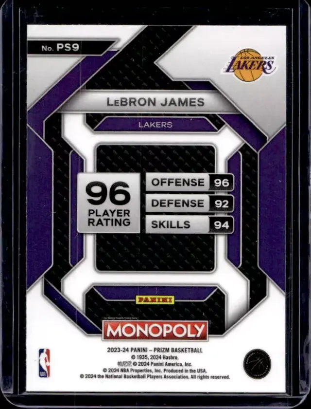 2023-24 Panini Prizm Monopoly Lebron James All Star PS9 Lakers - Scale  Hobbies Ltd